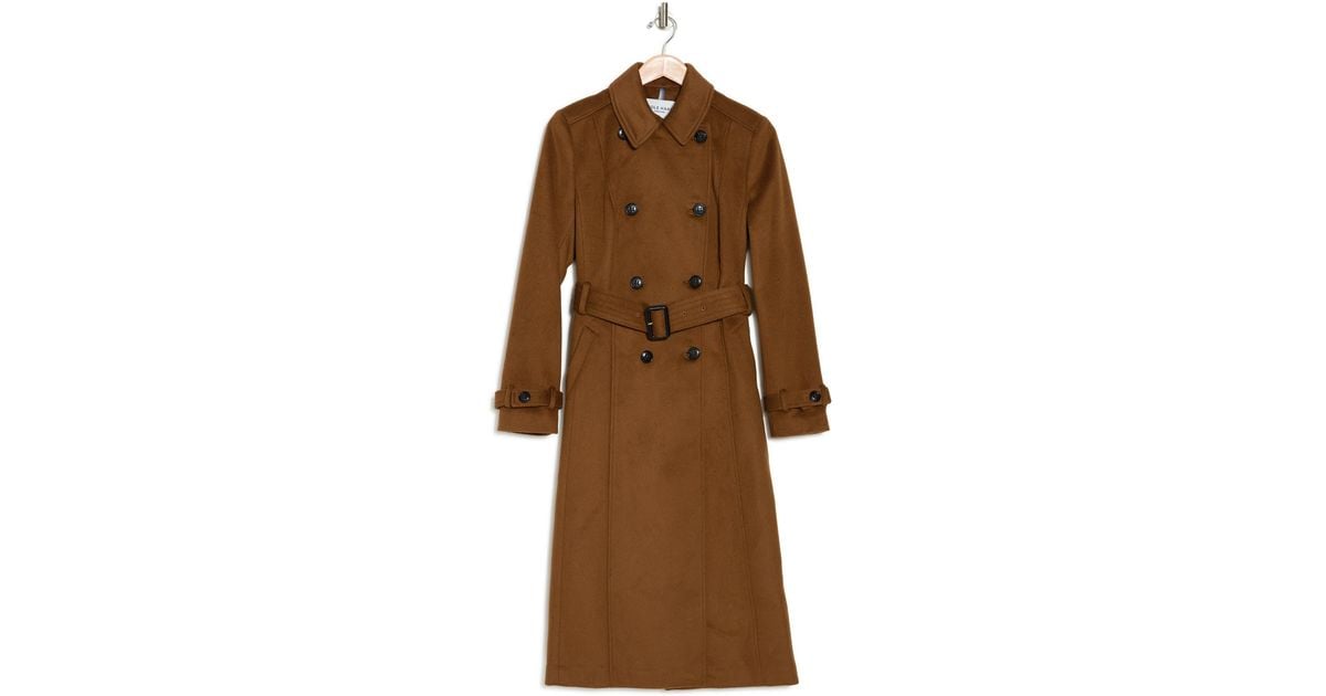 Cole Haan Slick Belted Double Breasted Trench Coat In Tobacco At