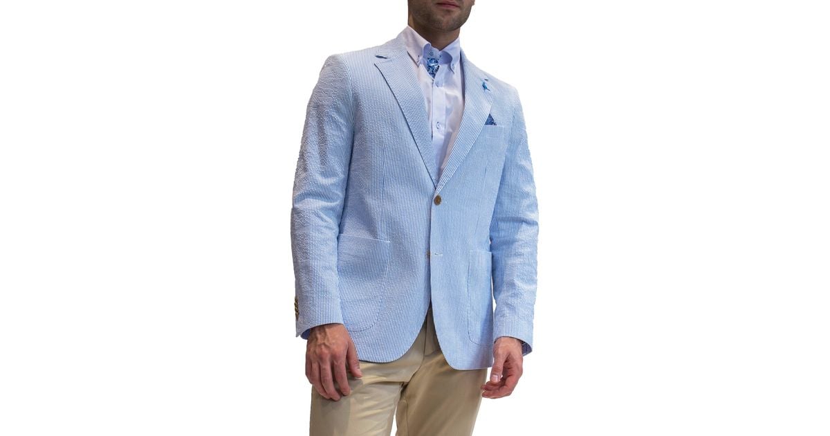 Tailorbyrd Modern Fit Striped Seersucker Sport Coat in Blue for Men Lyst