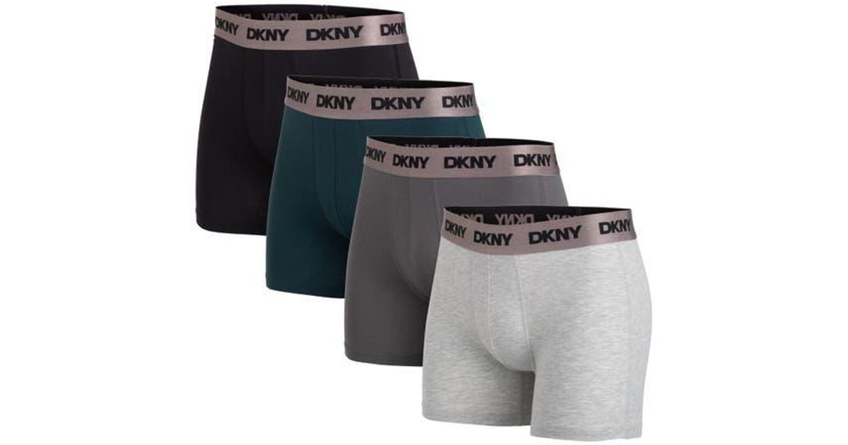 DKNY Cotton Stretch Pack Of 4 Boxer Briefs in Black for Men | Lyst