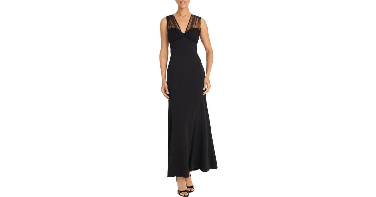 Maggy London Illusion Maxi Cocktail Dress in Black | Lyst