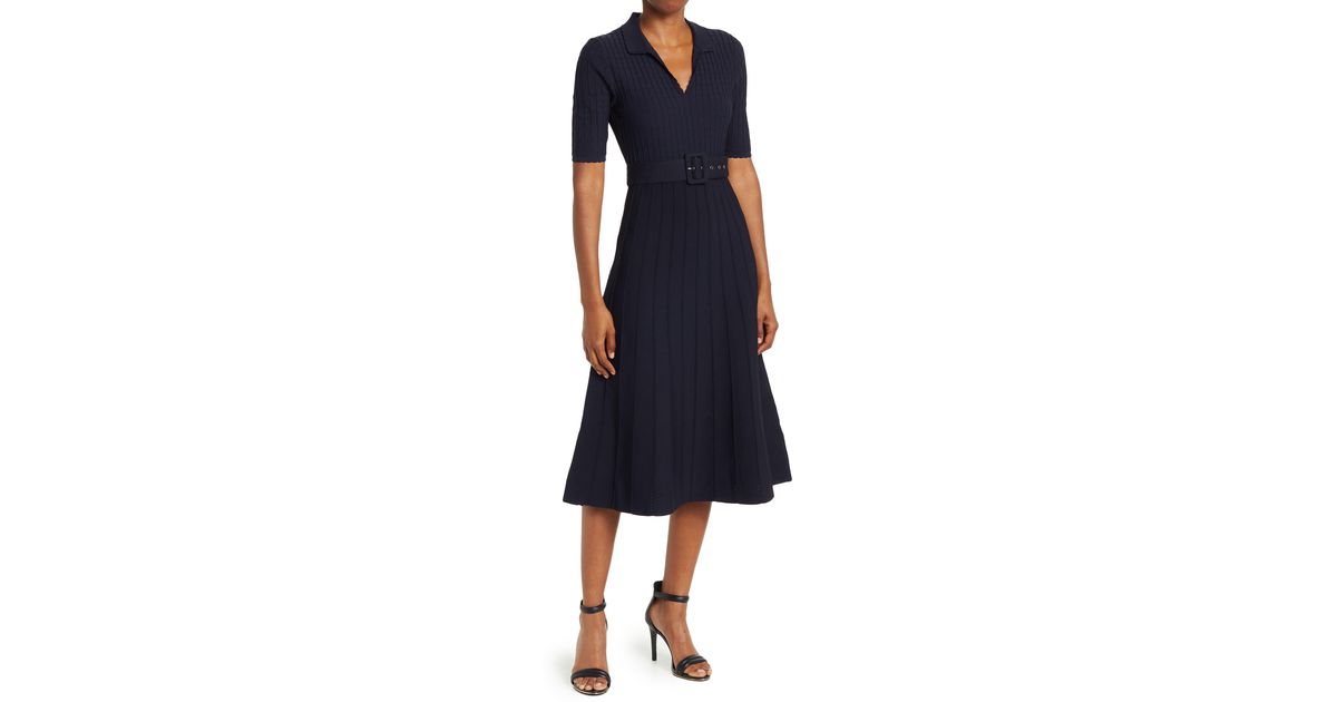 Ted Baker Collared Knit Midi Dress In Navy At Nordstrom Rack in Blue Lyst