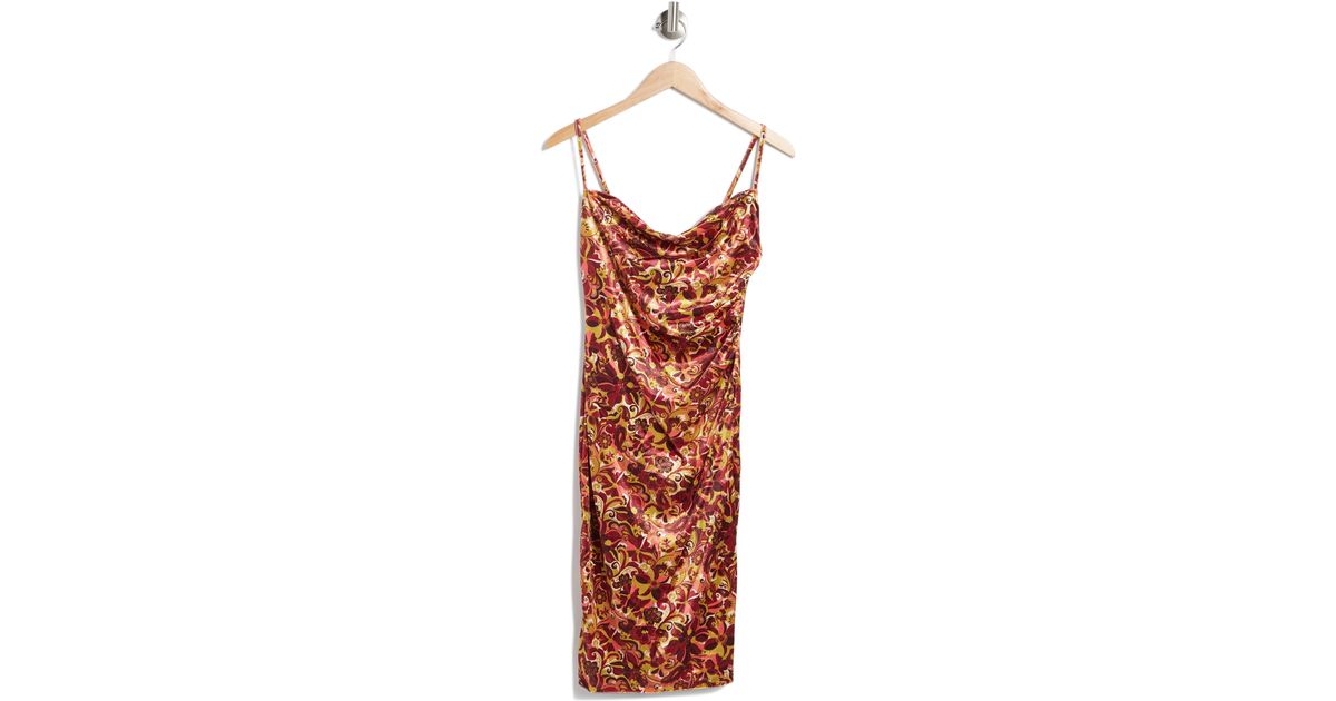 Laundry by Shelli Segal Floral Cowl Neck Bodycon Dress in Red Lyst