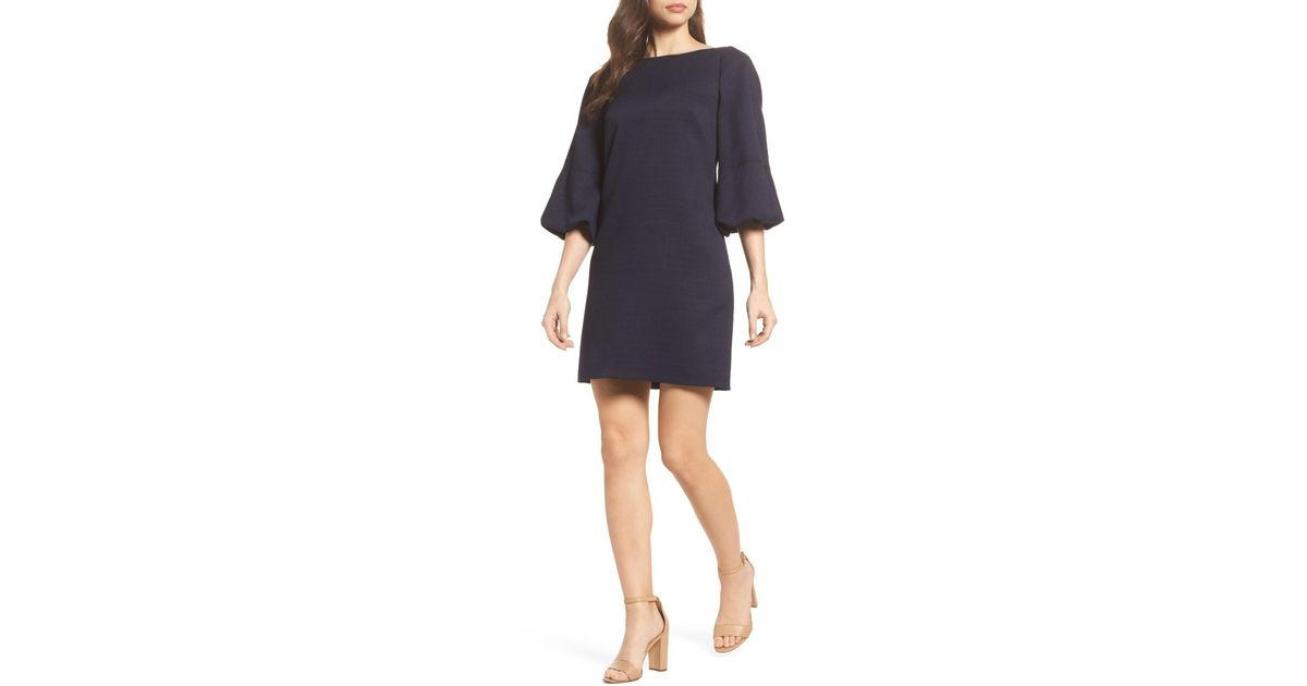 Eliza J Puff Sleeve Shift Dress in Navy 