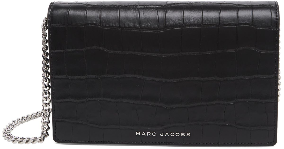 Marc Jacobs Party On A Chain Croc Embossed Leather Shoulder Bag In