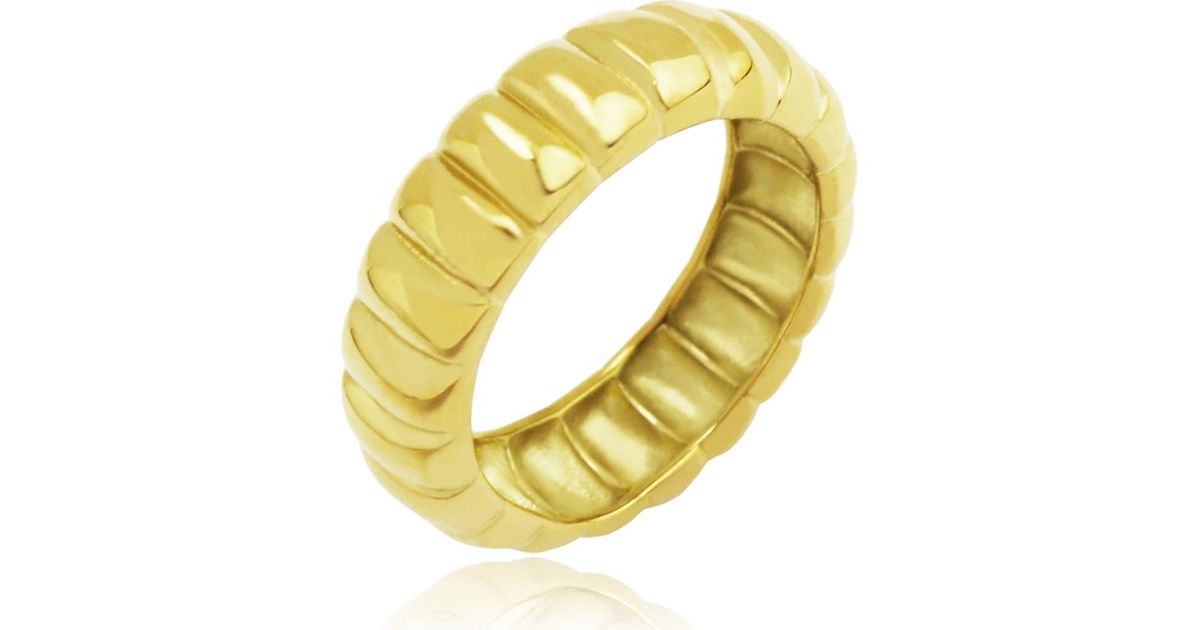 Rabel Rind Rebel Ribbed Band Ring in Yellow | Lyst