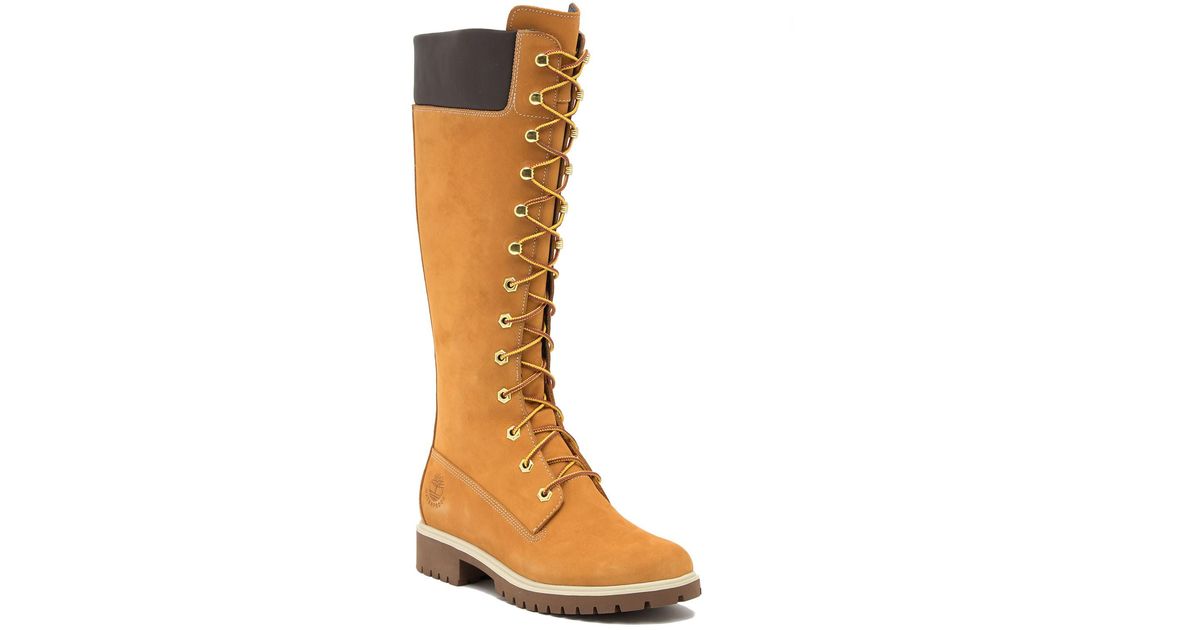 Timberland 14 Inch Premium Wheat Leather Boots in Brown - Save 41% | Lyst