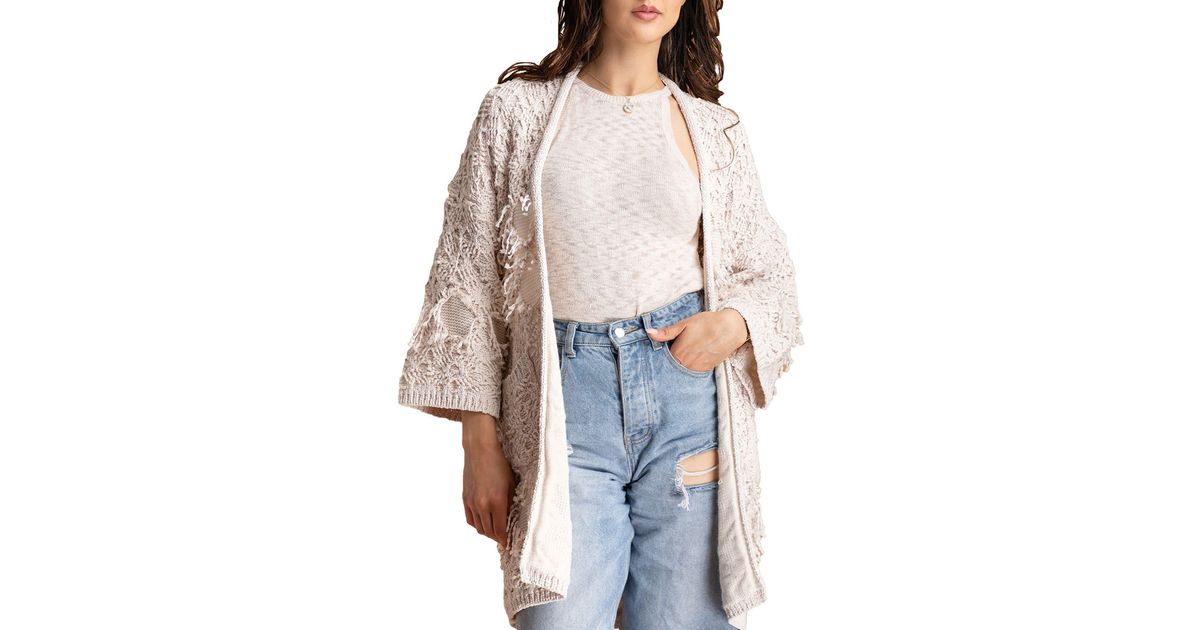 Saachi Crochet Fringe Knit Topper in White Lyst