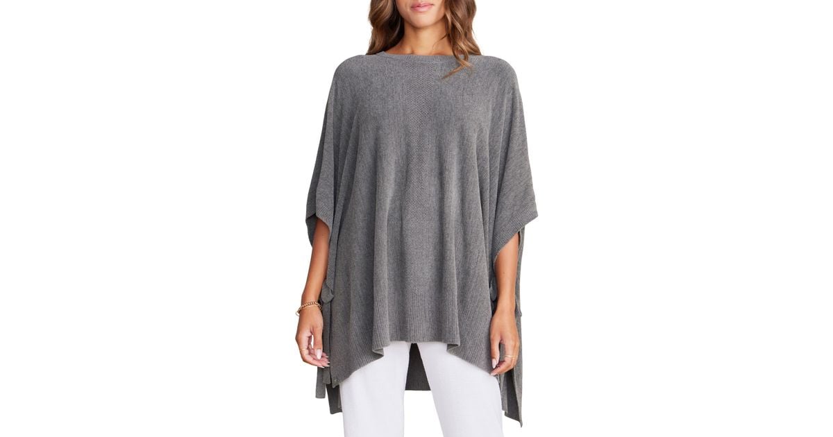 Barefoot Dreams Cozychic Ultra Lite® Hi-low Side Tie Poncho In Gray 