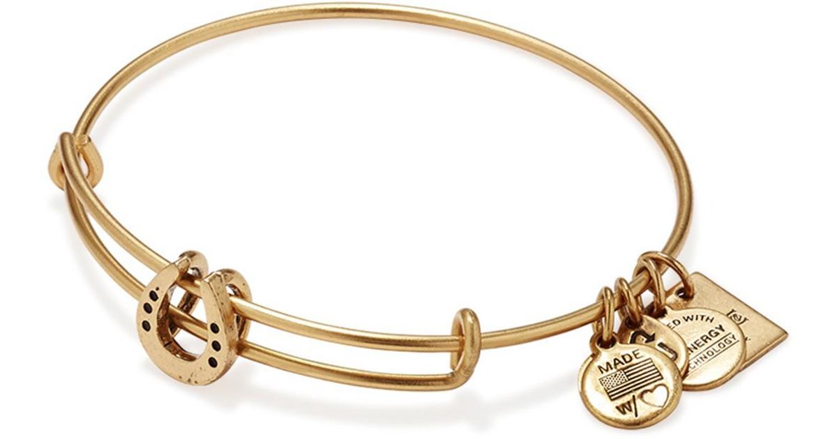 ALEX AND ANI 14k Gold Horseshoe 2 Charm Wire Adjustable Bracelet in ...