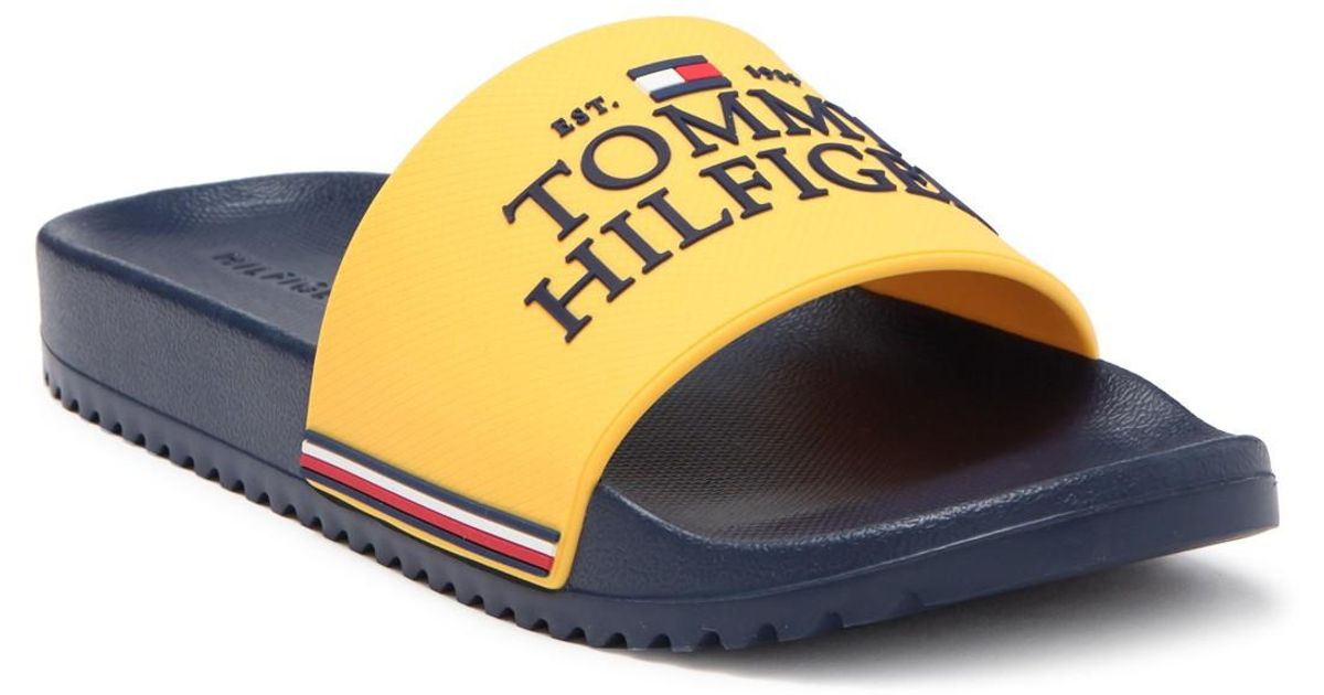 tommy hilfiger yellow slides