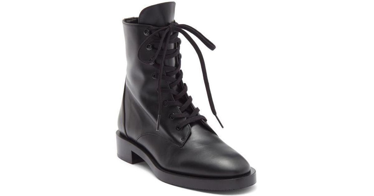 Stuart Weitzman Sondra Lace-Up Combat Boot in Black | Lyst