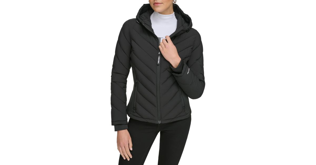Calvin Klein Packable Chevron Quilt Scuba Puffer Jacket in Black Lyst