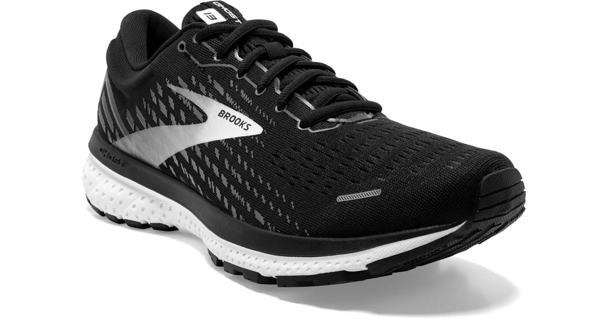 Brooks Ghost 13 Running Shoe In Black/blackened Pearl/white At