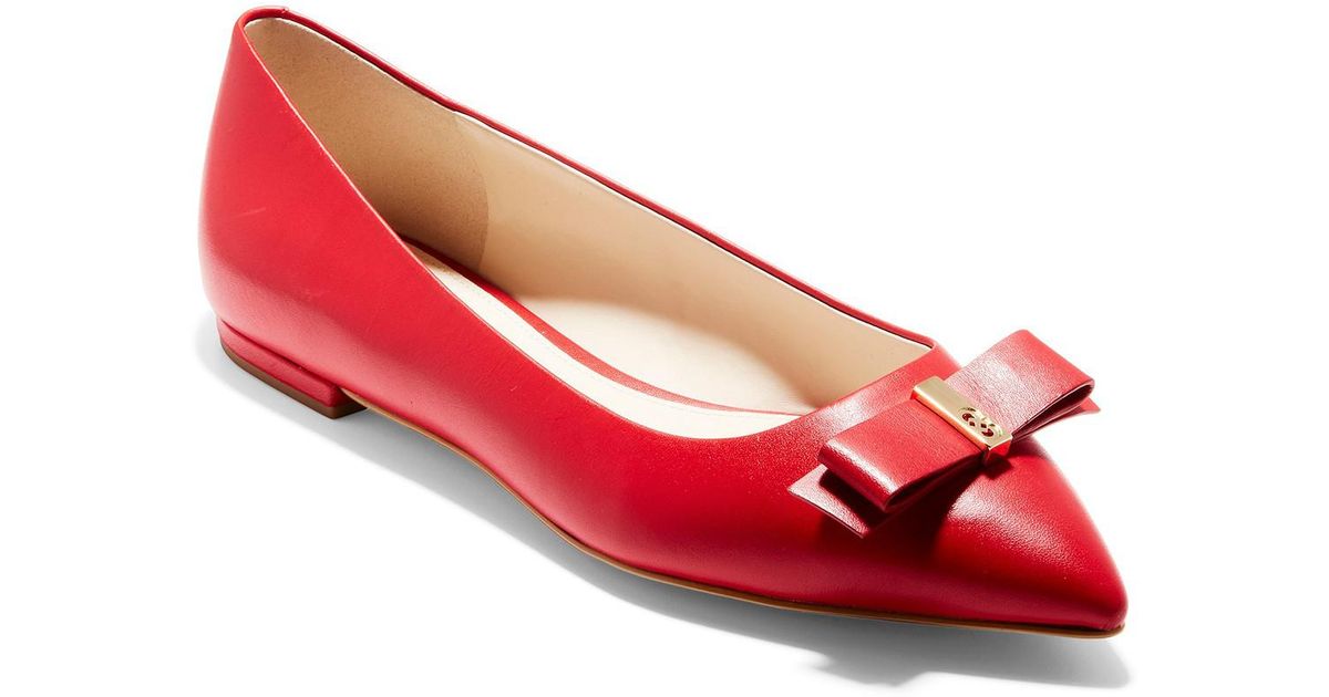 cole haan elsie leather bow skimmer flat