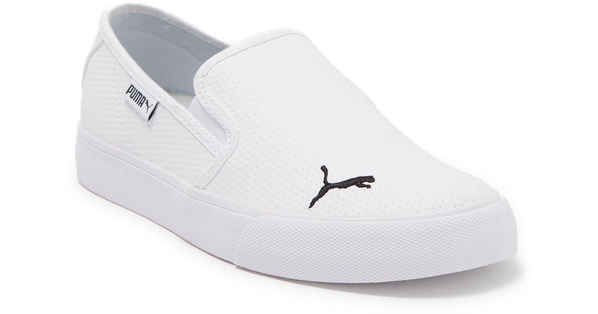 PUMA Bari Slip-on Leather Sneaker in White - Lyst