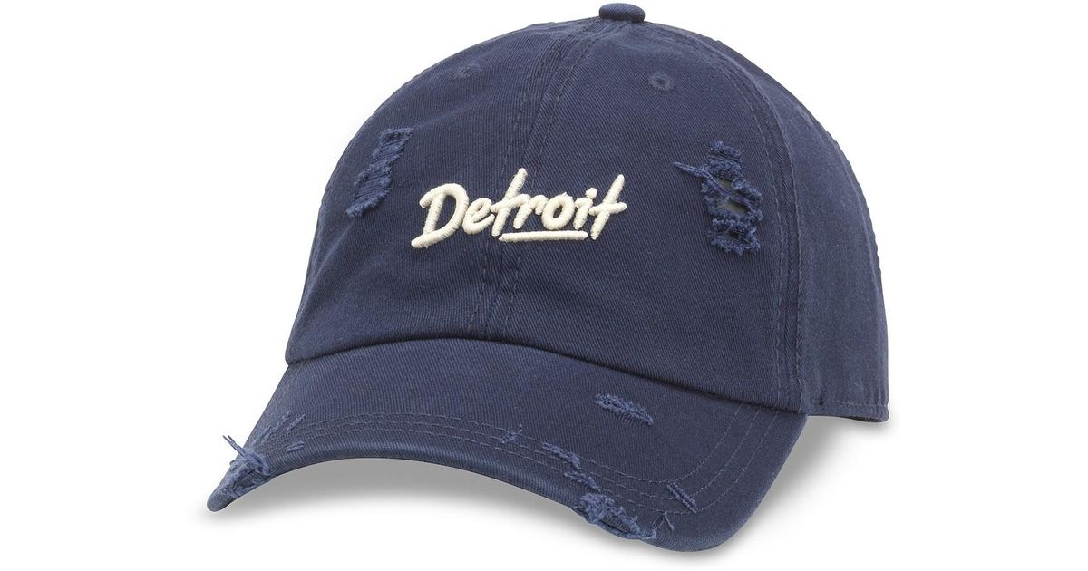American Needle Cotton Shred Slouch Detroit Embroidered Baseball Cap in ...