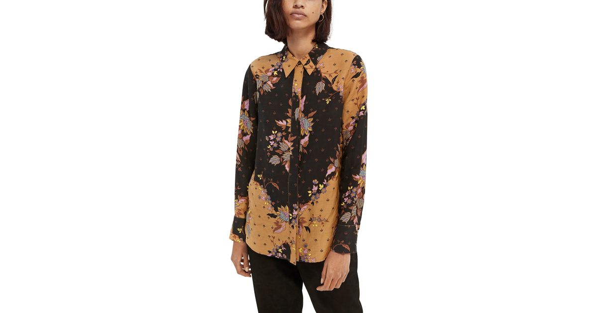 Scotch & Soda Floral Blouse In 0592-combo M At Nordstrom Rack in Black |  Lyst