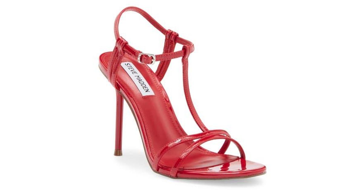 【レディース】Steve Madden Deeva T-Strap サンダル Steve Madden Deeva T-Strap Sandal in Red | Lyst