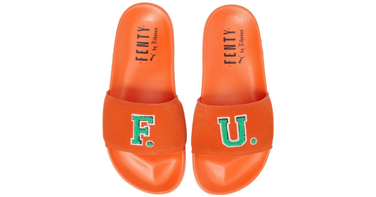 red fenty puma slides