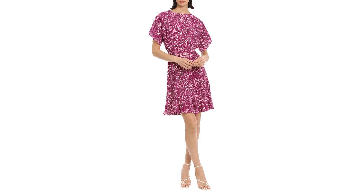 Donna morgan short sleeve fit cheap & flare dress