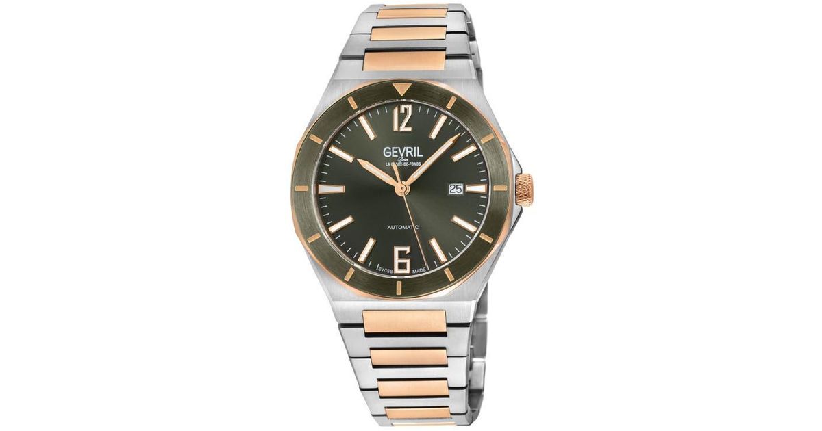 Gevil Gevril Two-Tone Goldtone Automatic Bracelet Watch in Gray for Men | Lyst