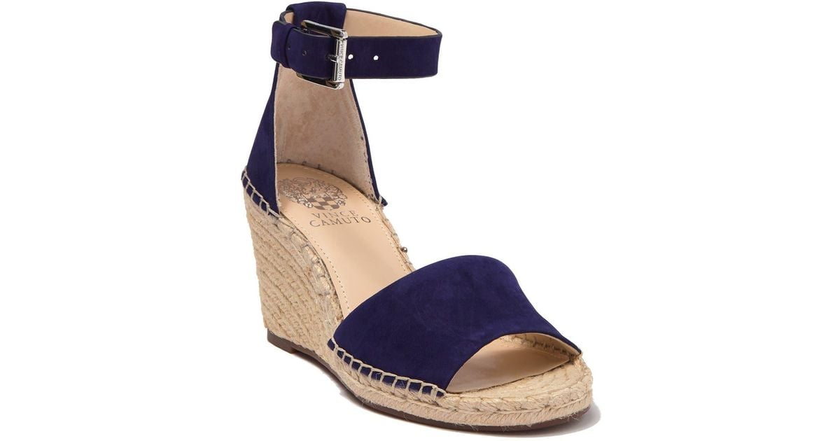 Vince Camuto Leather Leera Espadrille Wedge Sandal In New Navy At