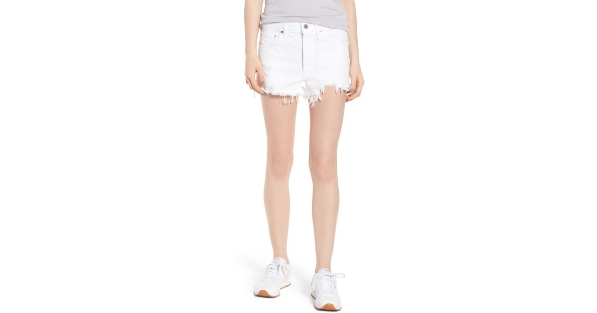 agolde white denim shorts