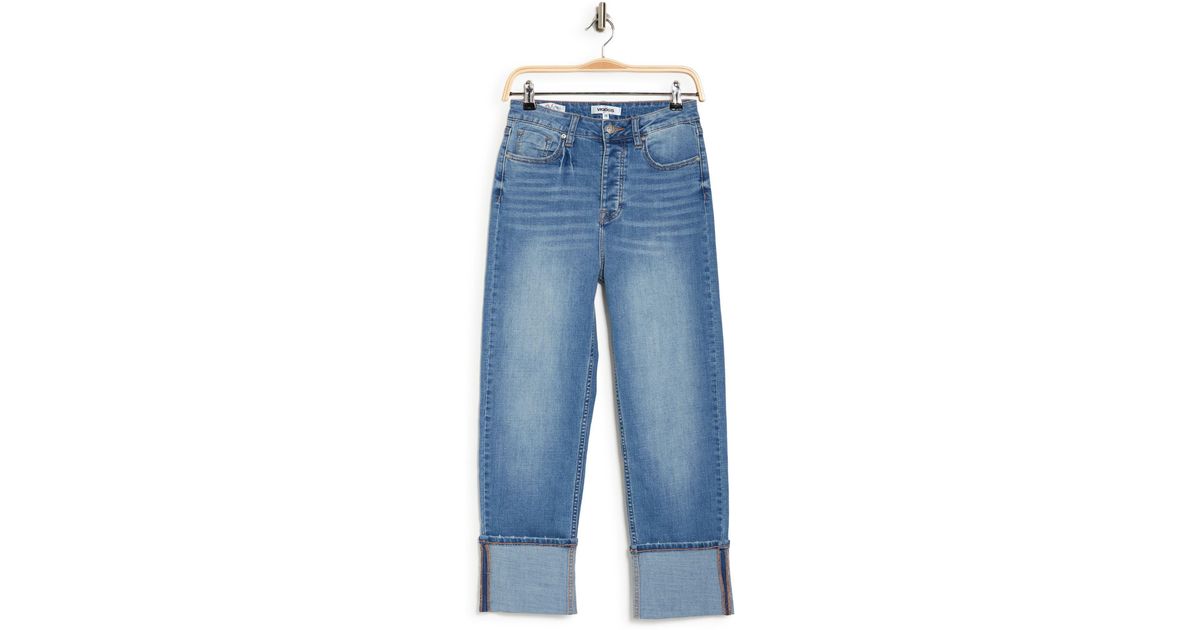 Vigoss High Waist Cuffed Crop Wide Leg Jeans in Blue | Lyst