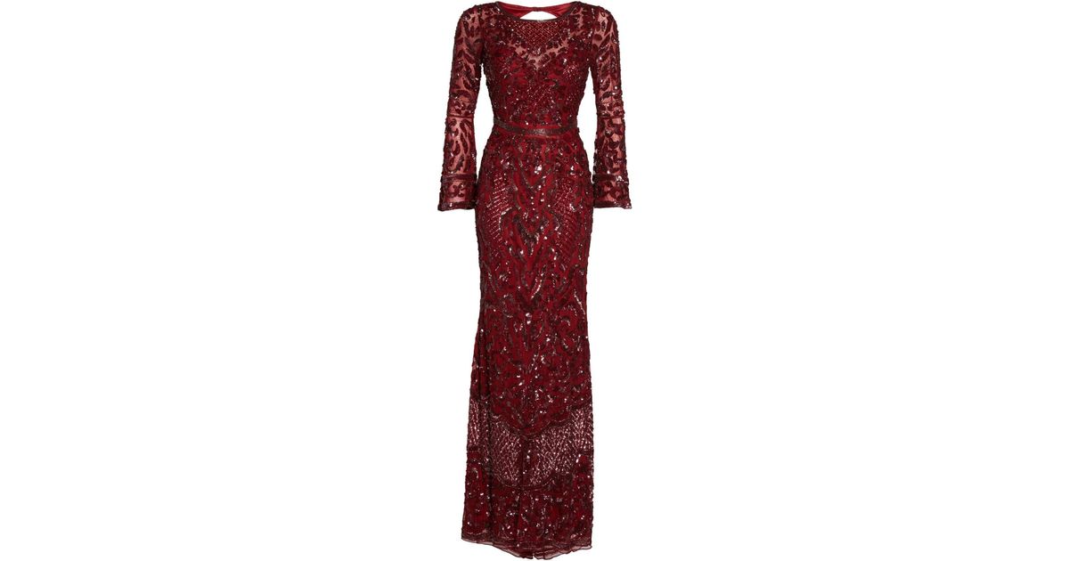 sequin bell sleeve gown mac duggal
