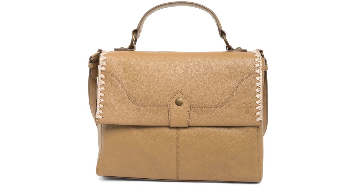 frye BEIGE Mae Leather Satchel Bag