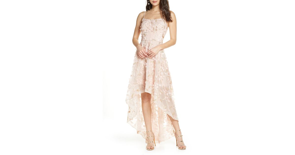 Xscape Synthetic 3d Floral High/low Gown in Blush (Pink) Lyst