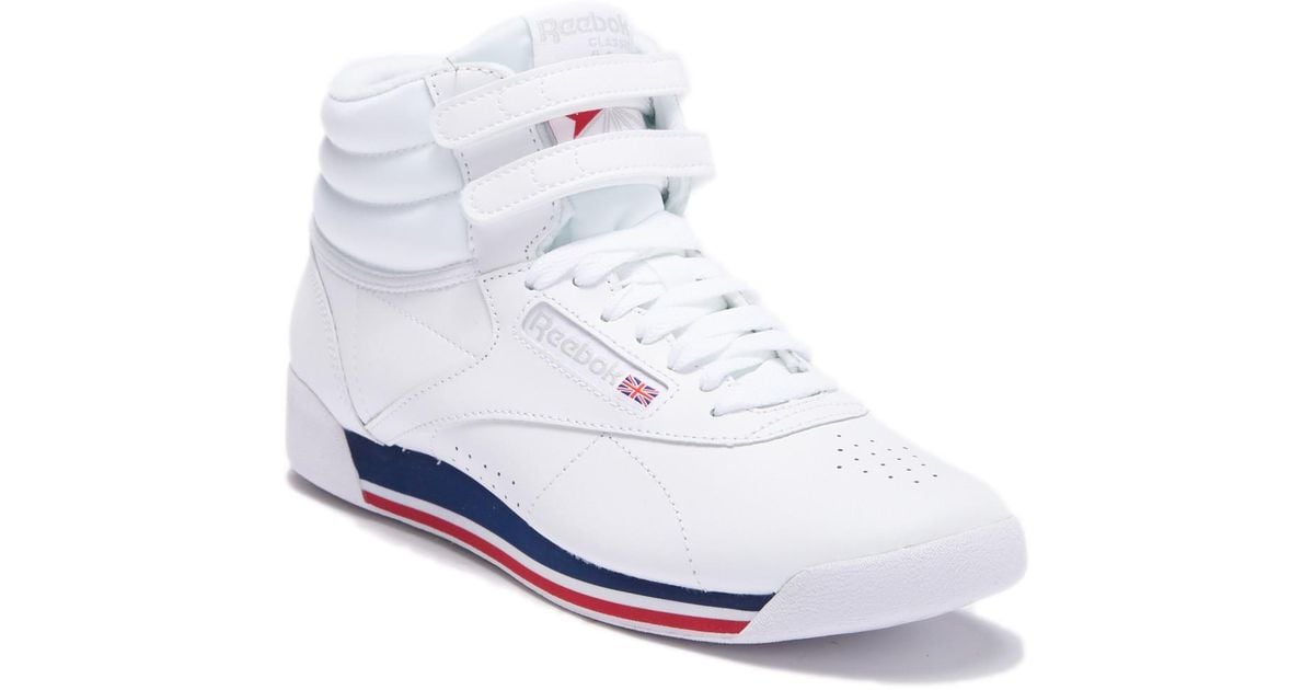 Reebok Leather Freestyle Hightop Sneaker in White Lyst