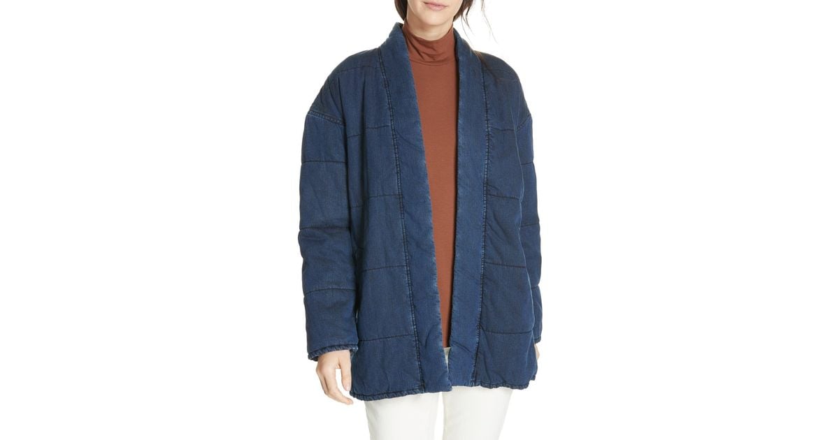 eileen fisher quilted denim jacket