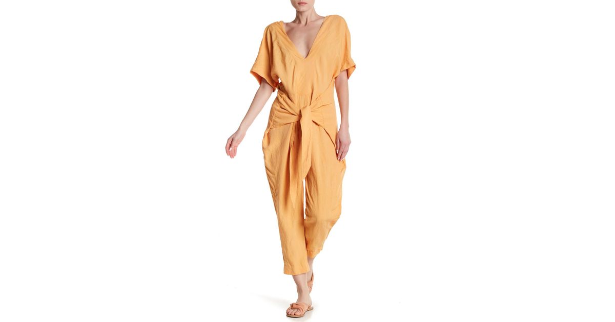 free people orange jumpsuit