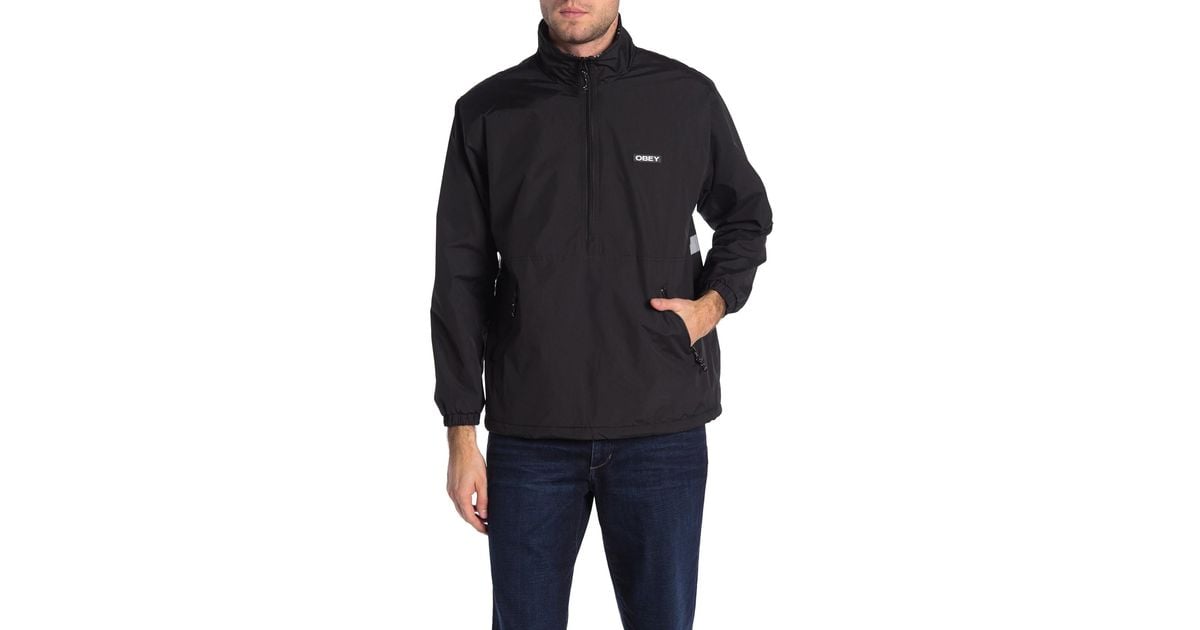 Download Obey Fleece Mock Neck Anorak in Black for Men - Lyst