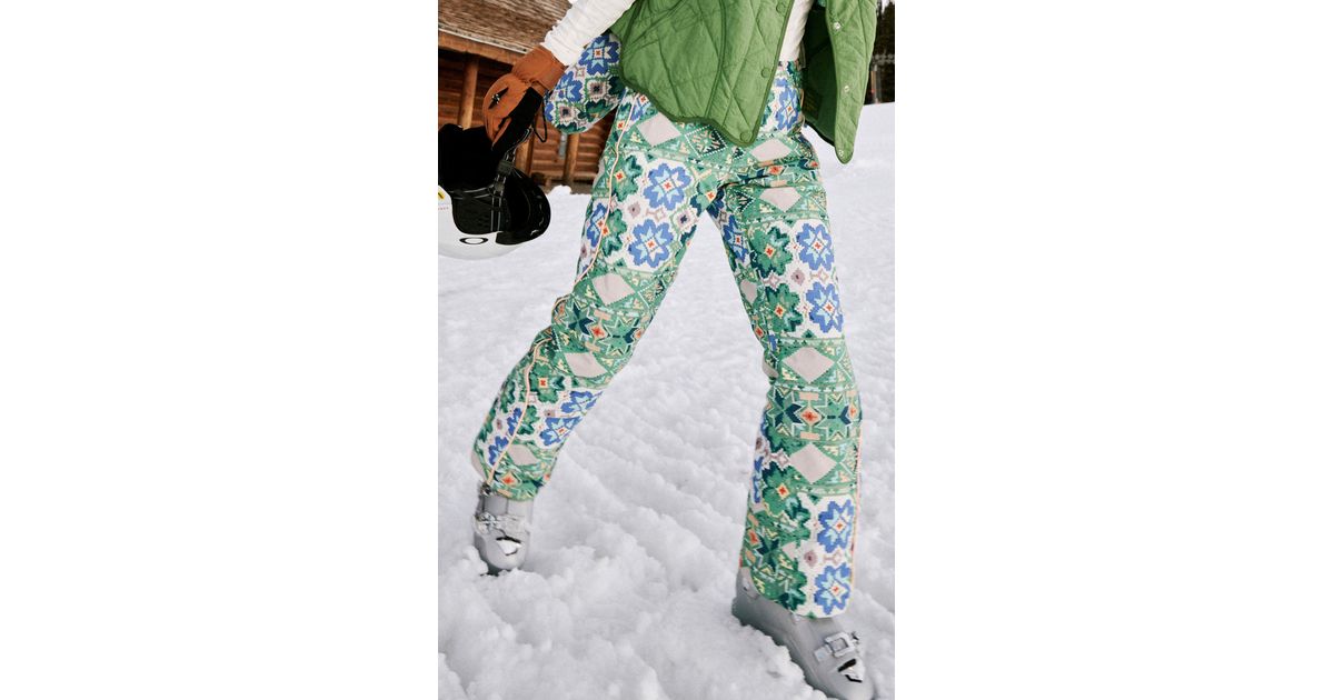 Fp Movement Bunny Slope Print Waterproof High Waist Ski Pants in Blue ...