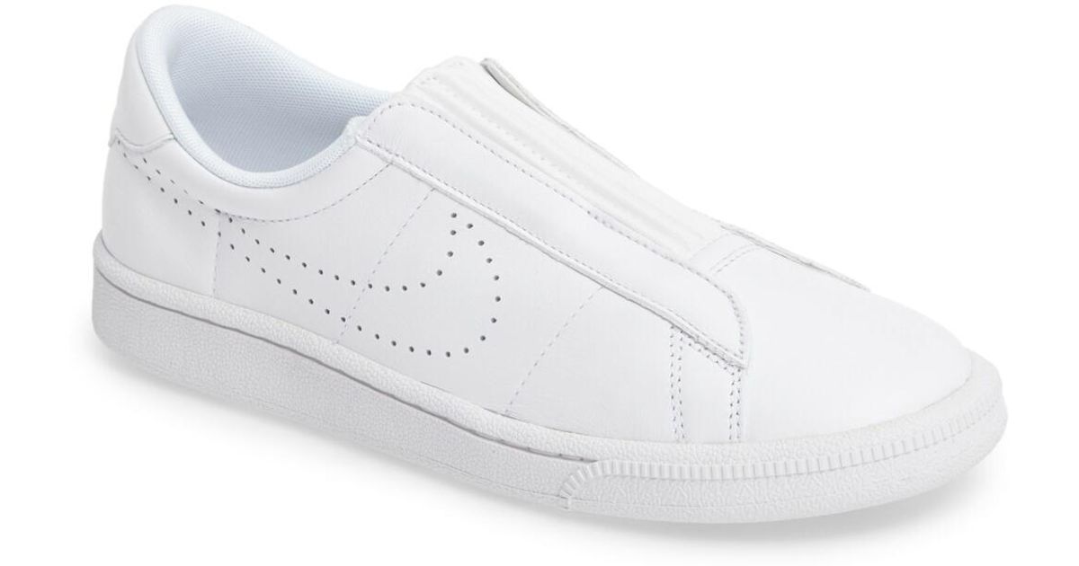 Nike Leather Classic Ez Slip-on Tennis Shoe (women) in White/White (White)  - Lyst