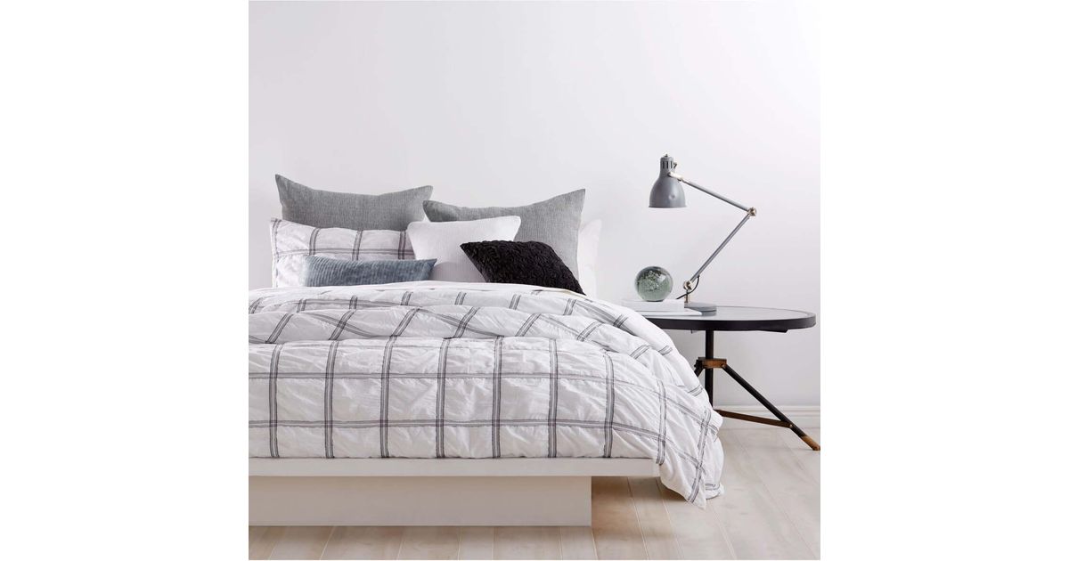 Dkny Cotton Check Please Duvet Cover In White Lyst