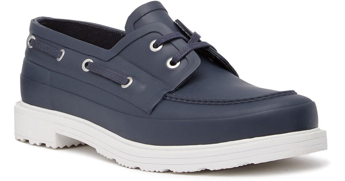 HUNTER Original Waterproof Deck Boat Shoe in Navy/White (Blue) for Men Lyst