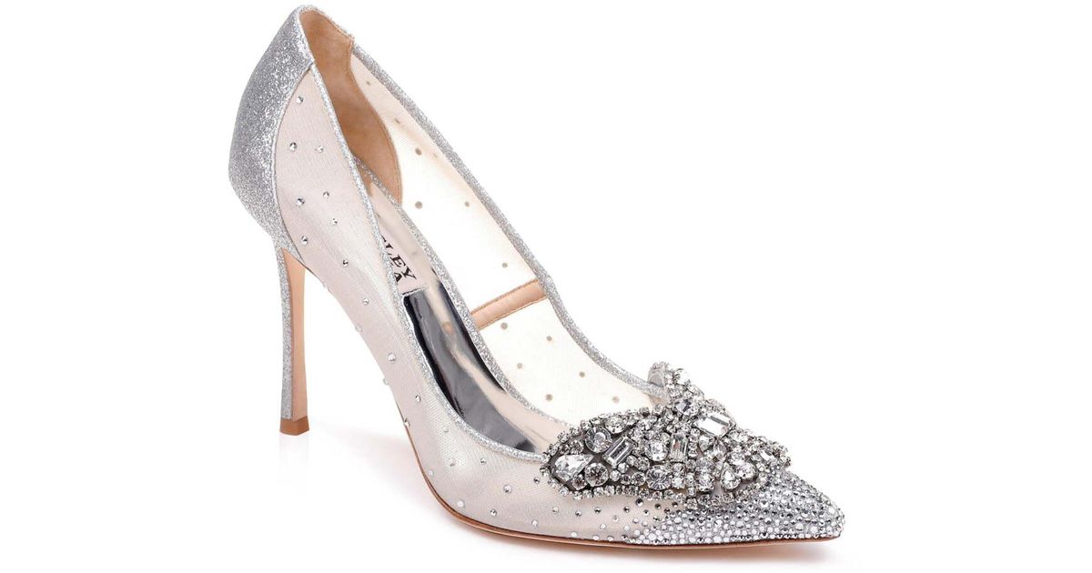 badgley mischka crystal embellished quarter strap pump