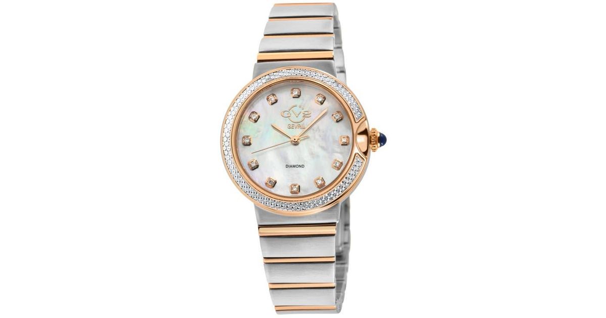 Gevil Gevril Sorrento Swiss Quartz Diamond Bracelet Watch, 32Mm in Metallic ...