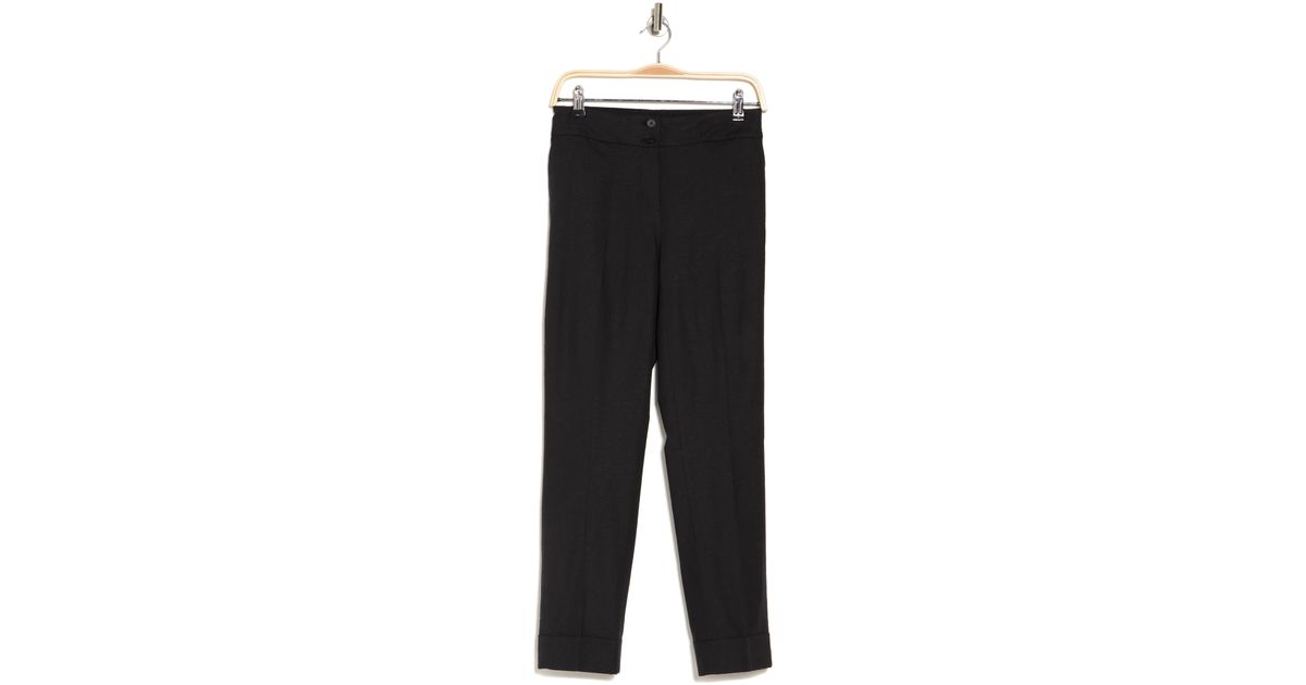 Calvin Klein Linen Blend Straight Leg Pants in Black | Lyst