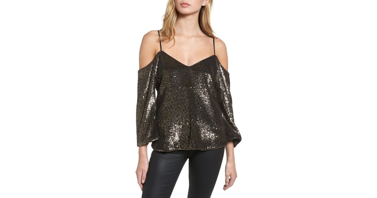 black and gold cold shoulder top