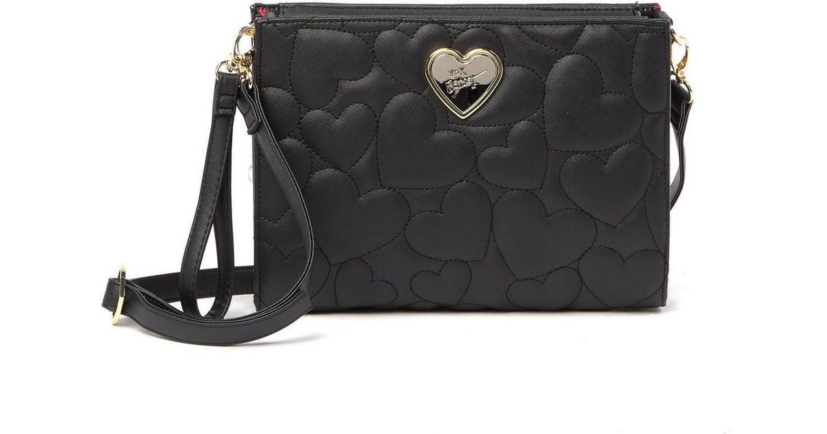 betsey johnson quilted heart crossbody