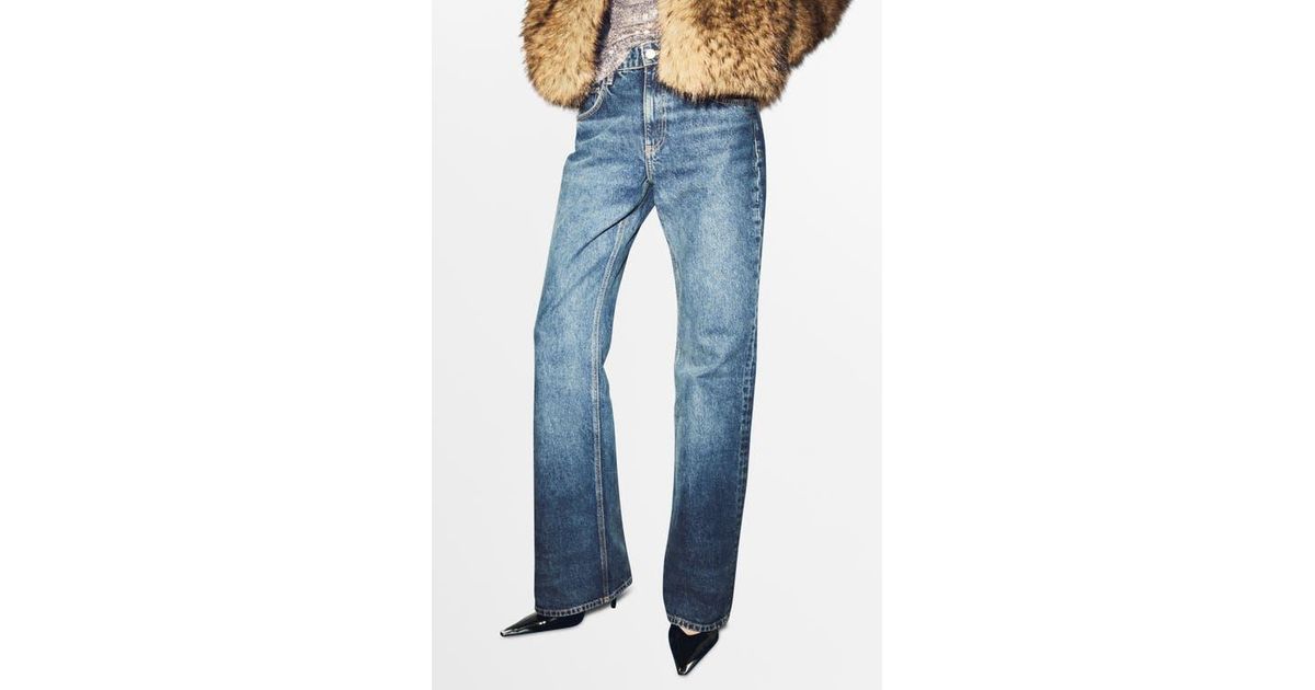 Mango Low Rise Flare Jeans in Blue | Lyst