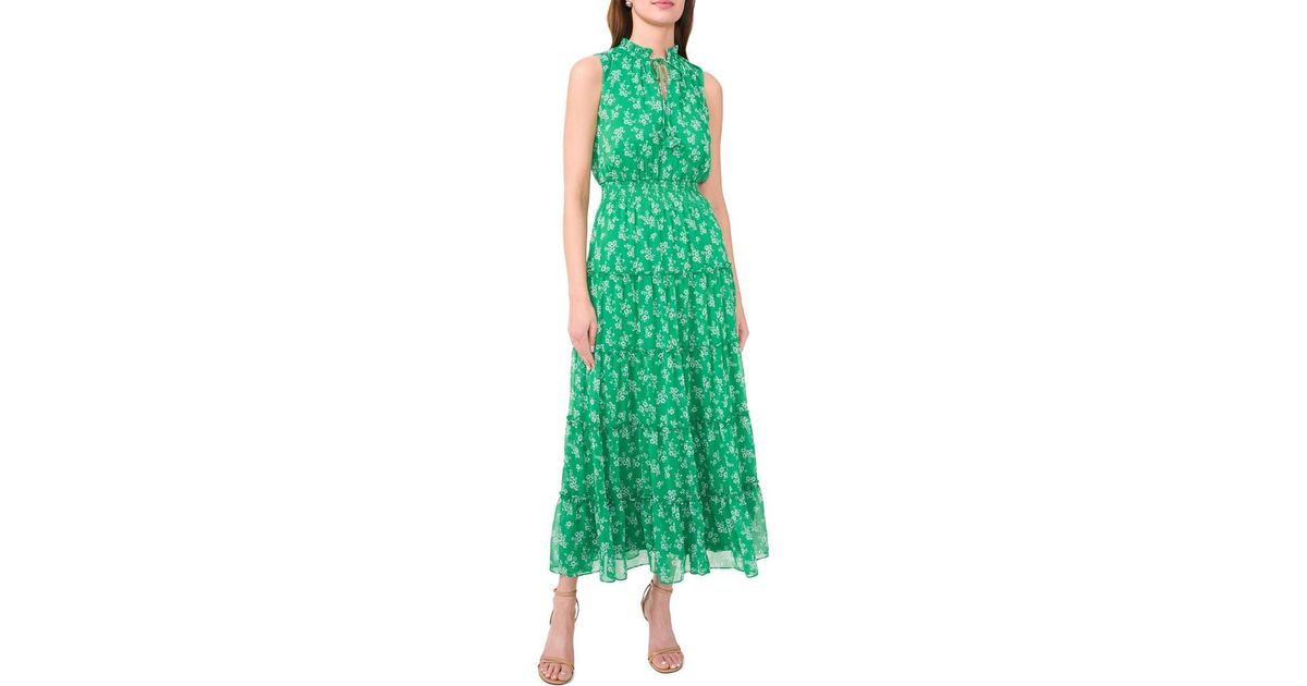 Hourglass | Green Long-Sleeve Twisted Maxi Dress With Split main image 1