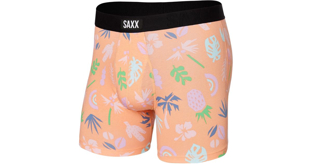 SAXX Underwear DropTemp Cooling Cotton Tropical-Print Slim Boxer Briefs