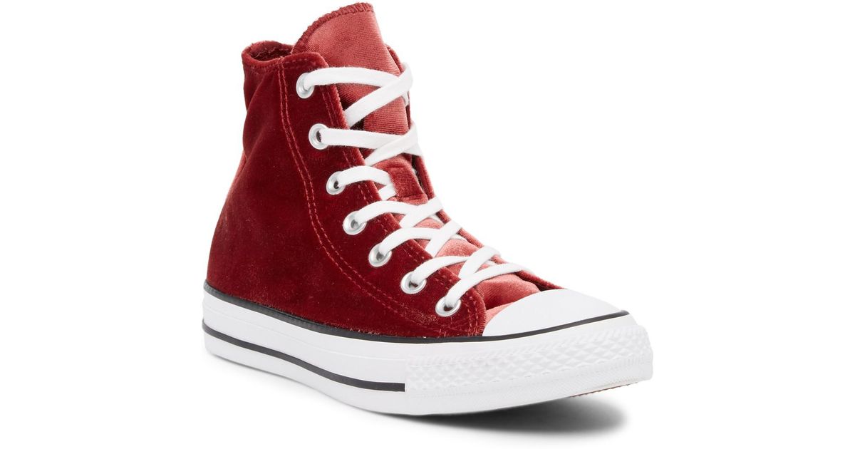 Converse Chuck Taylor All Star Velvet Hi Sneaker in Red | Lyst