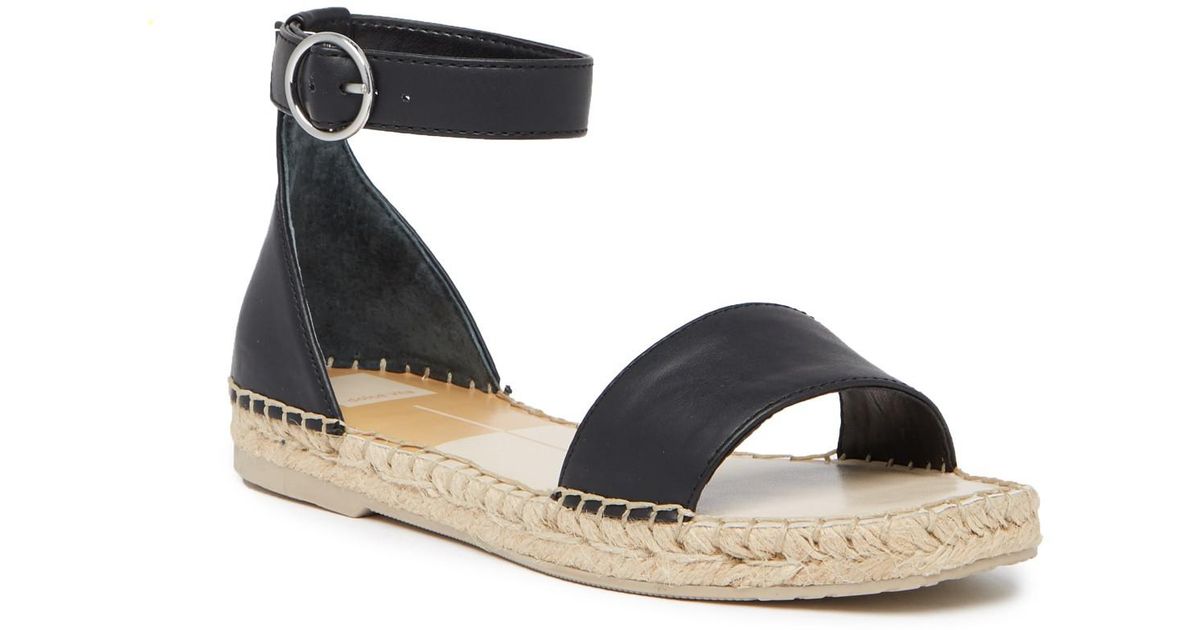 black espadrille sandals with ankle ribbon