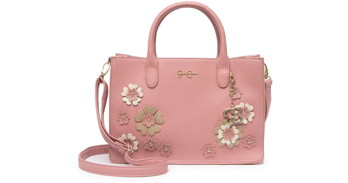 Jessica Simpson Rosalie Floral Applique Satchel Bag in Pink